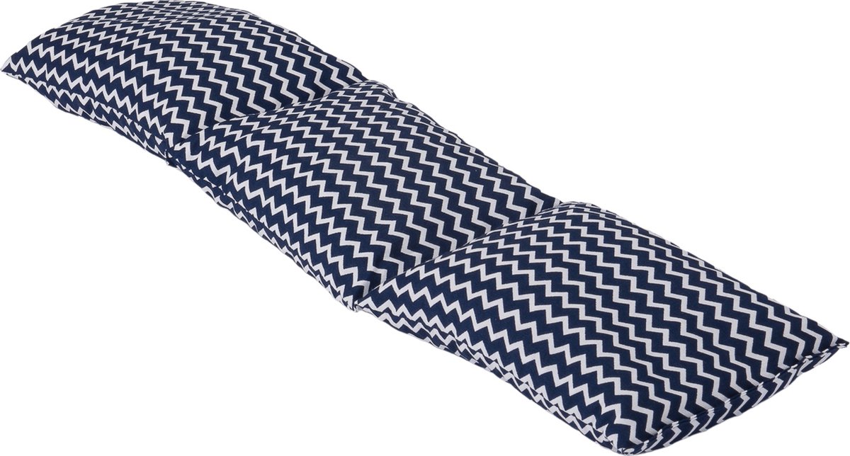 Goedkoopste D&L Druivenpitkussen Langwerpig Cervico - 13 x 52cm - Blauw met Witte Golven