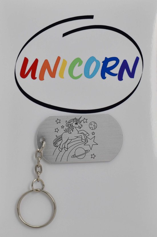 unicorn Sleutelhanger inclusief kaart - unicorn cadeau – unicorn  - Leuk kado voor je vriend om te geven - 2.9 x 5.4CM