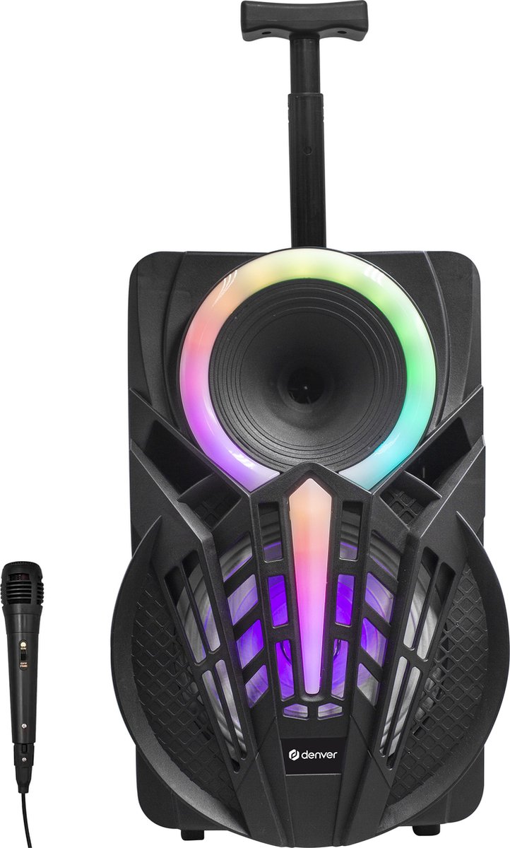 Denver Karaoke Set Incl. Microfoon - Discolichten - Bluetooth Speaker Partybox - Micro SD / USB / AUX - TSP301