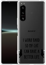 Sony Xperia 5 IV Hoesje Royalty Cat - zwart Designed by Cazy