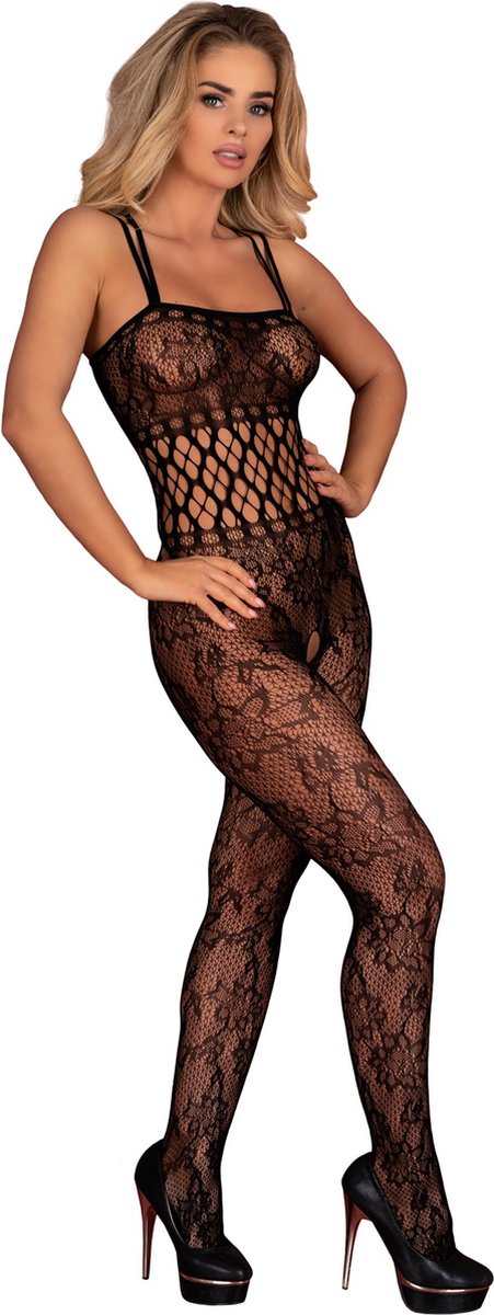 Livco Corsetti - Erotische Bodystocking / Catsuit met Open Kruis - Sexy Lingerie - Erotische Lingerie - Maat S t/m L - Junonna