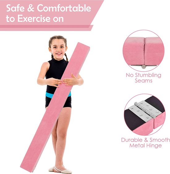 AufuN Zweefbalk, opvouwbare turnbalk, incl. antislip bodem en draagtas