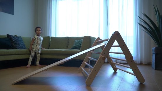 Ette Tete Mopitri - Houten Pikler klimrek met glijbaan - 4 segmenten - Verstelbaar - Open Ended play - Montessori - Klimtoren - Inklapbaar - Duurzaam