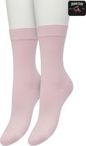 Bonnie Doon Basic Sokken Dames Licht Roze maat 36/42 - 2 paar - Basis Katoenen Sok - Gladde Naden - Brede Boord - Uitstekend Draagcomfort - Perfecte Pasvorm - 2-pack - Multipack - Babyroze - Lichtroze - Poeder - Light Powder Pink - OL834222.267