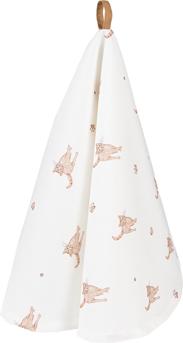Clayre & Eef Theedoek Ø 80 cm Beige Bruin Katoen