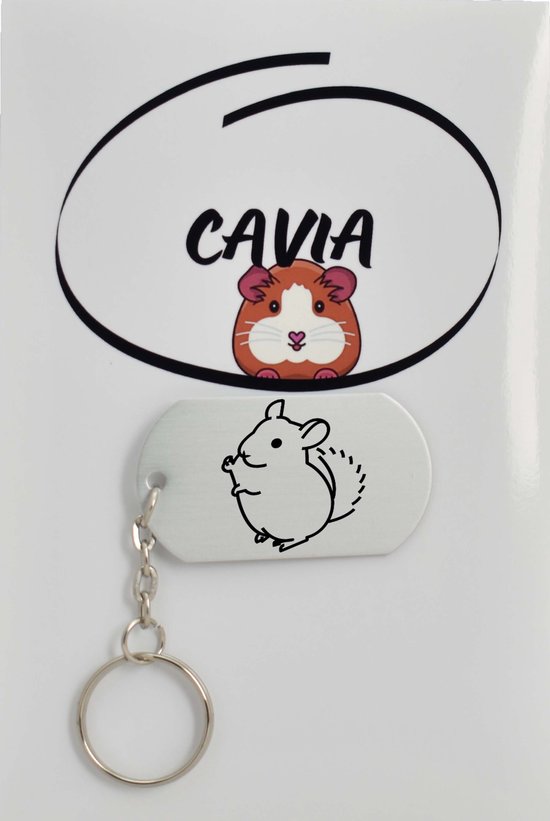 Cavia sleutelhanger inclusief kaart – Cavia liefhebber cadeau - animals - Leuk kado voor je dieren liefhebber om te geven - 2.9 x 5.4CM