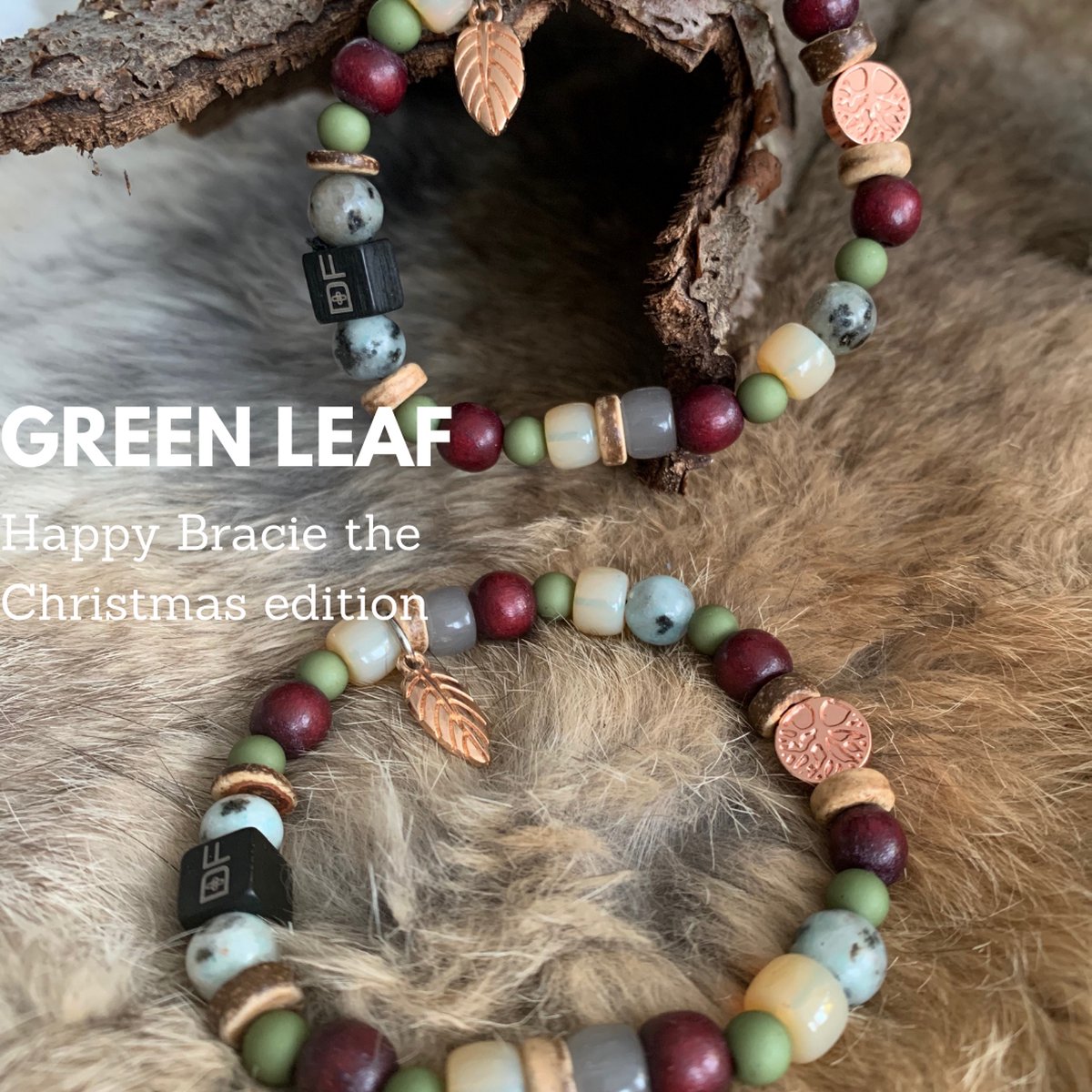 Happy Bracie Green leaf Chrismas edition| limited edition|armband|exclusief sieraad |voor haar| luxury| jade