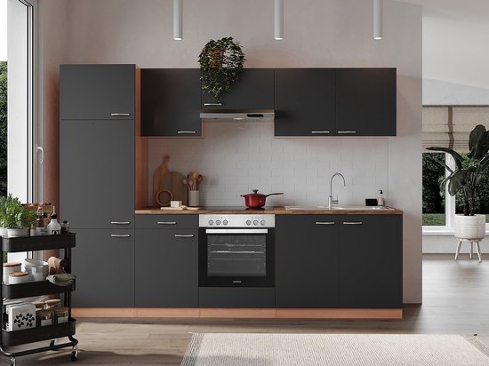 Goedkope keuken 270 cm - complete met apparatuur - Beuken/Grijs -... | bol.com