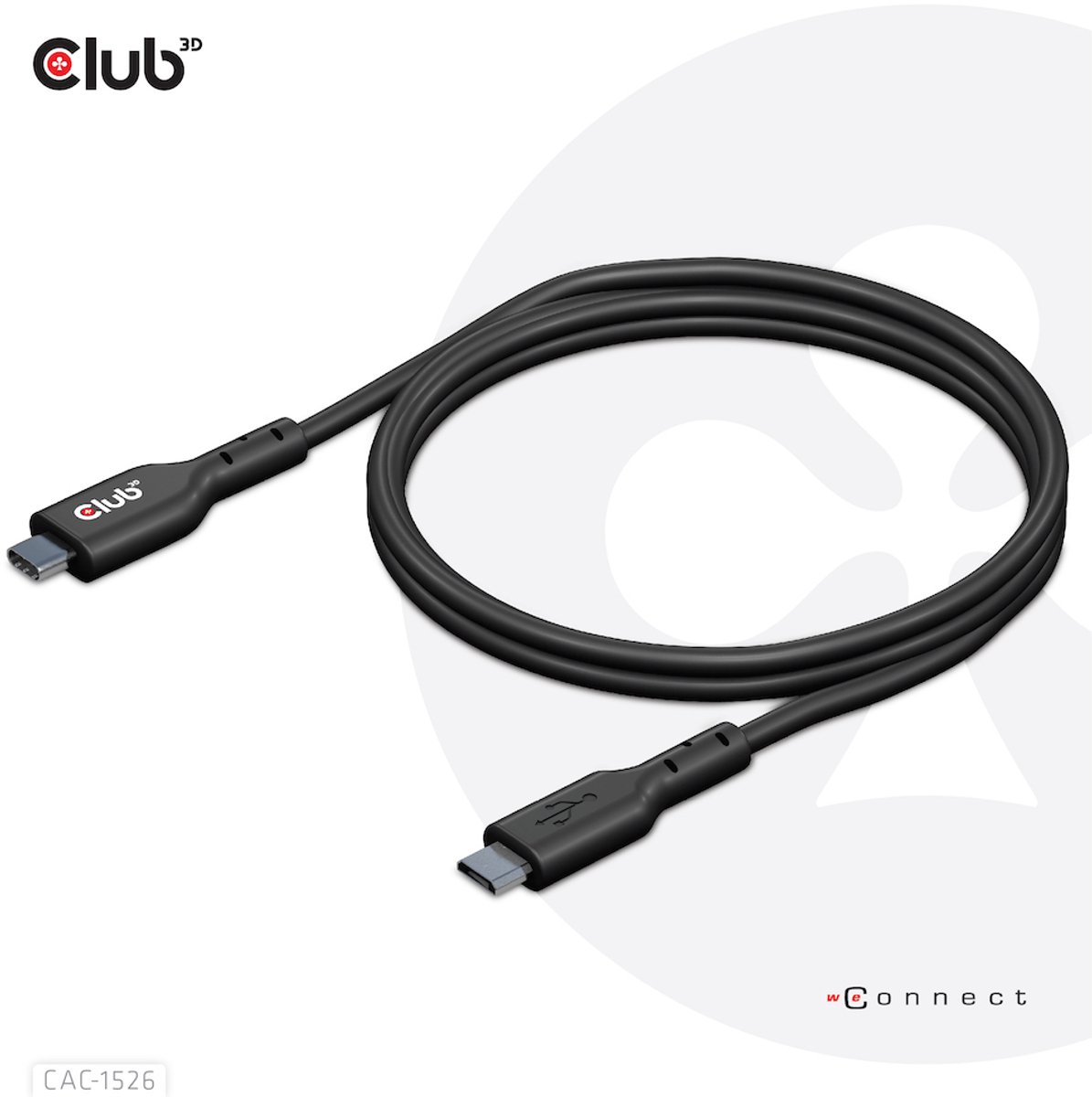 club3D CAC-1526 USB-kabel USB 3.2 Gen1 USB-C stekker, USB-micro-B stekker 1.00 m Zwart