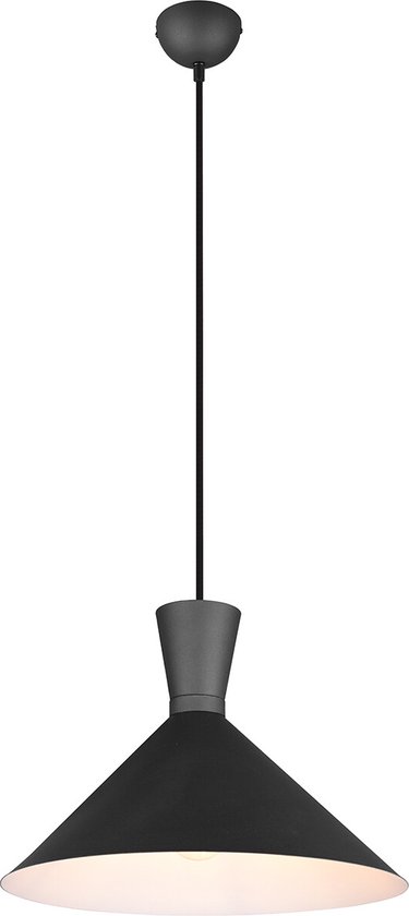 LED Hanglamp - Torna Ewomi - E27 Fitting - 1-lichts - Rond - Mat Zwart - Aluminium - Ø35cm