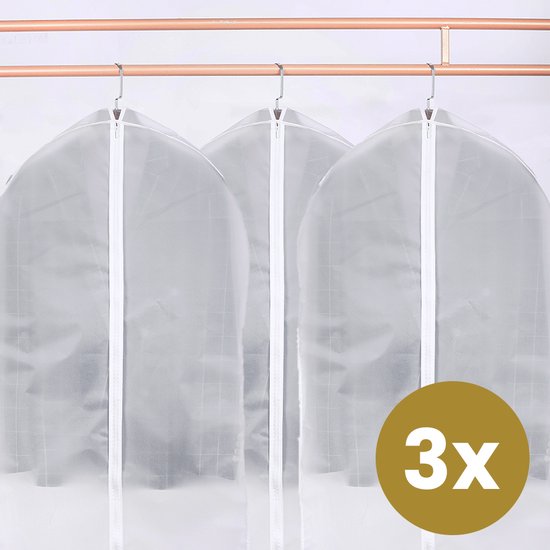 Alora Kledinghoes 60x140cm per 3 - kledingzak met rits - opbergzak voor trouwjurk - beschermhoes voor kleding - transparant - opbergtas