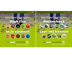 De pauzewandeling compacte set van 4 thema's - coachen - wandelcoaching - kaartspel voor buiten - gesprekskaarten - aanbod - teambuilding - vitaliteit - teamuitje - coachkaarten - leren - samenwerking - kerstpakket - kerstcadeau - teamcoaching - vit