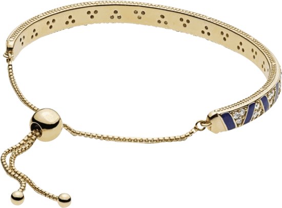 Bracelet coulissant Cléopâtre Or et bleu | Rayures exotiques | Argent  sterling 925... | bol
