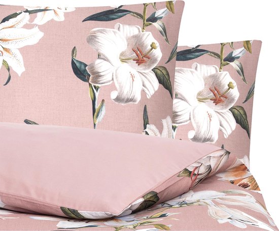 Dekbedovertrek - Lits jumeaux - 240x220 cm - roze / oudroze bloemen -tweezijdig -... | bol.com