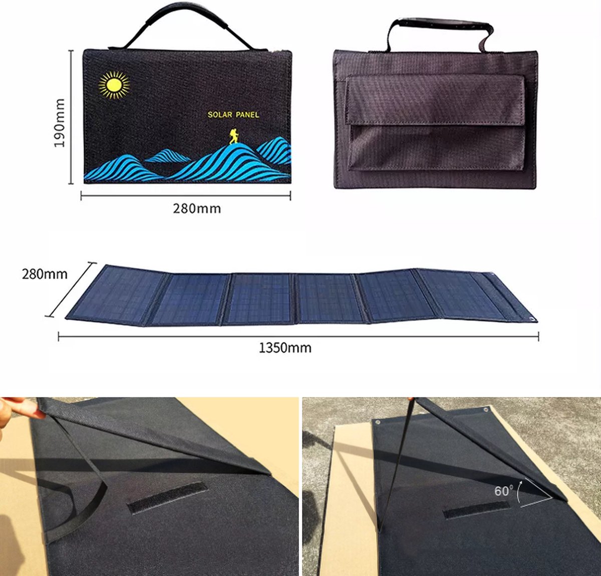 Rise Up - Poly De 6V Sunshine - Panelen Sunpower - Licht Draagbaar - Klein Opvouwbaar Zonnepaneel 30W