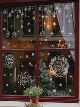 Muursticker Raamstickers Kerst - Christmas - Kerstballen - Sneeuw - Krans - Stickers | Raam Decoratie - Winkel - School - Peuterspeelzaal - Huis - Veranda- Kantoor | Herbruikbaar - Waterdicht - Verwijderbaar | DH collection