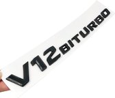 Auto Embleem V12 Biturbo Zwart - Zelfklevende Badge - V12 Embleem - universeel/alle automerken - voor Achterklep - Auto Accessoires