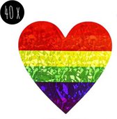 40x Stickers | Hartjes | Regenboog / Regenboogvlag | 25 mm
