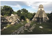WallClassics - PVC Schuimplaat- Piramide van de Grote Jaguar - Guatemala  - 75x50 cm Foto op PVC Schuimplaat