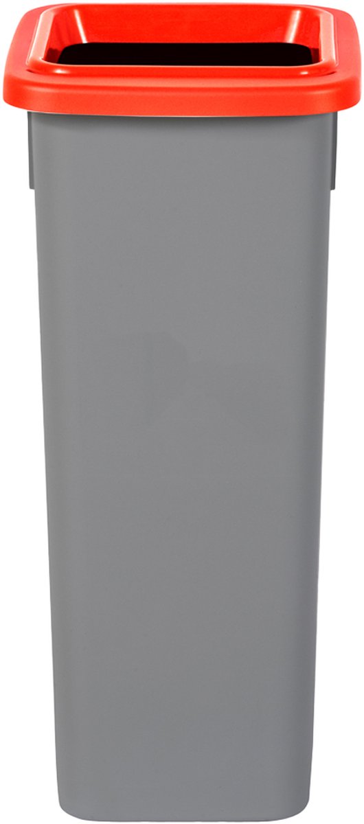 Plafor Fit Bin, Prullenbak voor afvalscheiding - 20L – Grijs/Rood - met 5 gratis stickers – recycle – afvalbak - vuilnisbak – afvalemmer – afvalscheiding – vuilnisemmer – sorteerafvalemmer – recycling – hygiënisch - kantoor - keuken