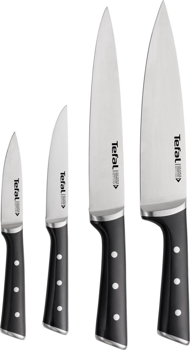 Tefal Ice Force Messenset - 4-delig - Schilmes koksmes keukenmes en vleesmes