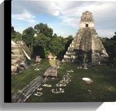 WallClassics - Canvas  - Piramide van de Grote Jaguar - Guatemala  - 30x30 cm Foto op Canvas Schilderij (Wanddecoratie op Canvas)