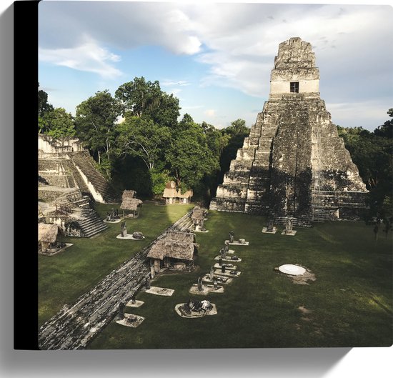 WallClassics - Toile - Pyramide du Grand Jaguar - Guatemala - 30x30 cm Tableau sur Toile (Décoration murale sur Toile)