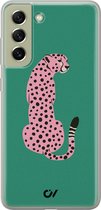 Hoesje geschikt voor Samsung Galaxy S21 FE - Pink Luipaard - Luipaardprint - Groen - Soft Case Telefoonhoesje - TPU Back Cover - Casevibes