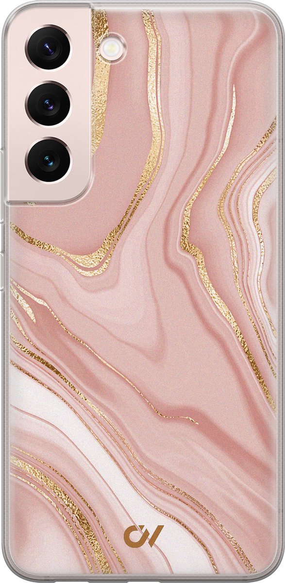 Hoesje geschikt voor Samsung Galaxy S22 hoesje - Rose Marble - - Roze - - Casevibes