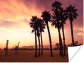 Poster Santa Monica Beach zonsondergang - 40x30 cm