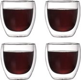 Faseras Theeglazen Set - Dubbelwandige Cappuccino Glazen - 250 ml - 4 Stuks - Latte Macchiato Koffieglazen - 4x Dubbelwandig Thee Glas / Koffie Kop - Koffieglas - Kopjes