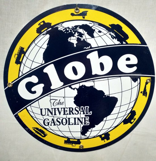 Globe The Universal Gasoline Emaille Bord
