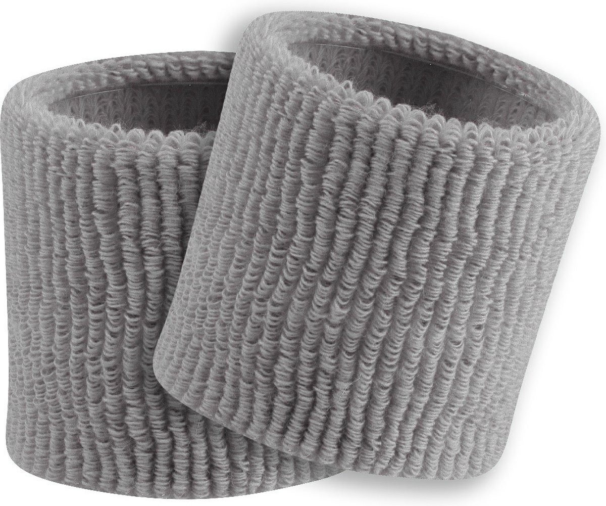 TCK - Polsbanden - Badstof - Diverse Sporten - Volwassenen - Terry - Standard Weight - 8 cm - Paar - Grijs - One Size