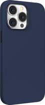 Hoesje geschikt voor Apple iPhone 14 Pro Max - Devia Siliconen Case - Back Cover met Oplaadfuncties - Donker Blauw