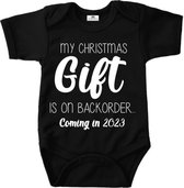 Baby rompertje met tekst-Kerst aankondiging zwangerschap-Kerstcadeau rompertje-Maat 56