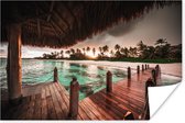 Poster Un coucher de soleil sur Bora Bora 180x120 cm - Tirage photo sur Poster (décoration murale salon / chambre) XXL / Groot format!