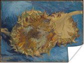 Zonnebloemen - Schilderij van Vincent van Gogh Poster 160x120 cm - Foto print op Poster (wanddecoratie woonkamer / slaapkamer) XXL / Groot formaat!