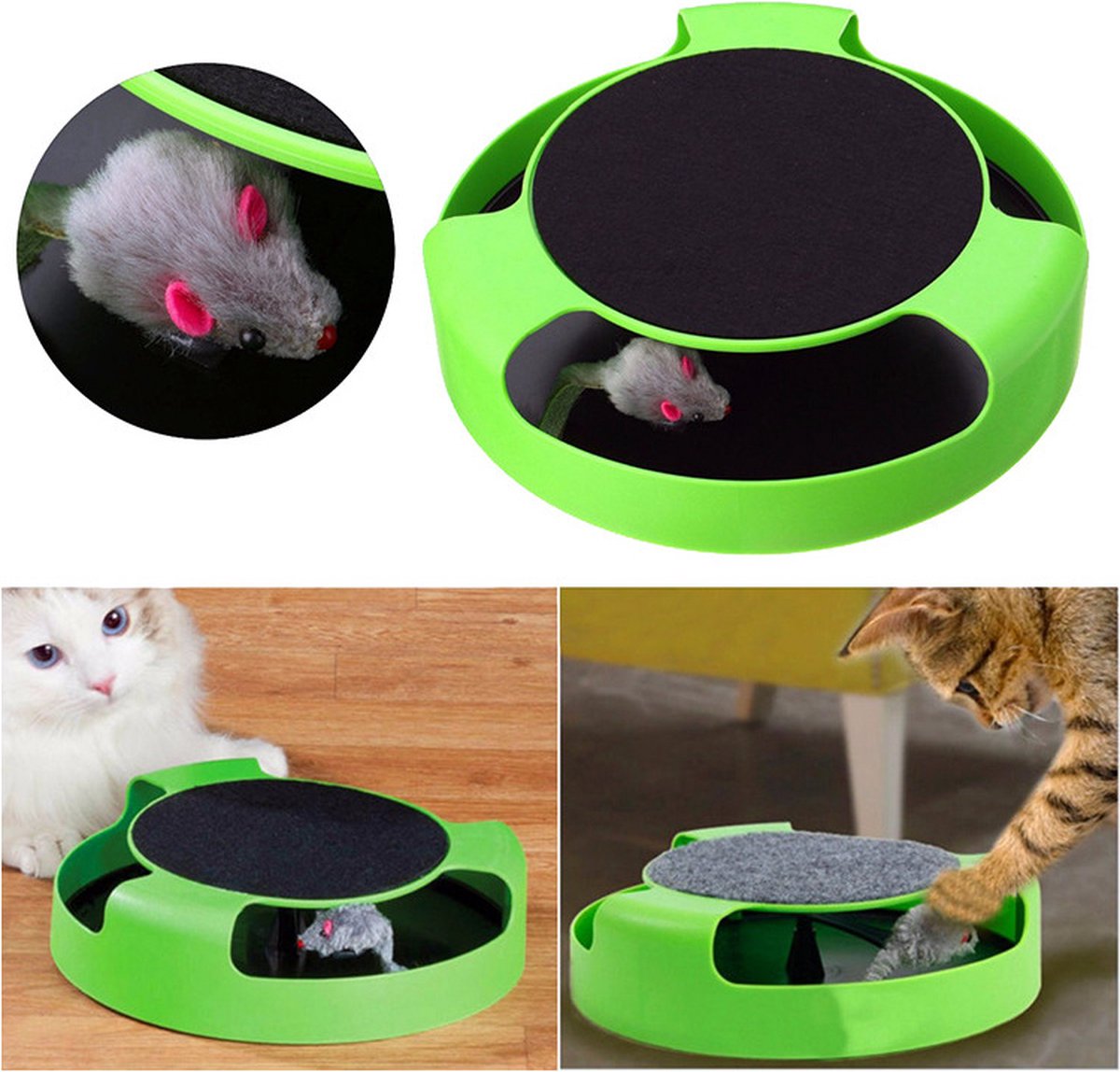Pecute® Katten Speelwiel Met Muis- Interactief Kattenspeelgoed - Speelgoed Kat - Katten Speelgoed Voor Katten - Groen