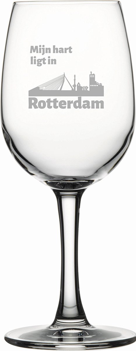Gegraveerde witte wijnglas 26cl Rotterdam