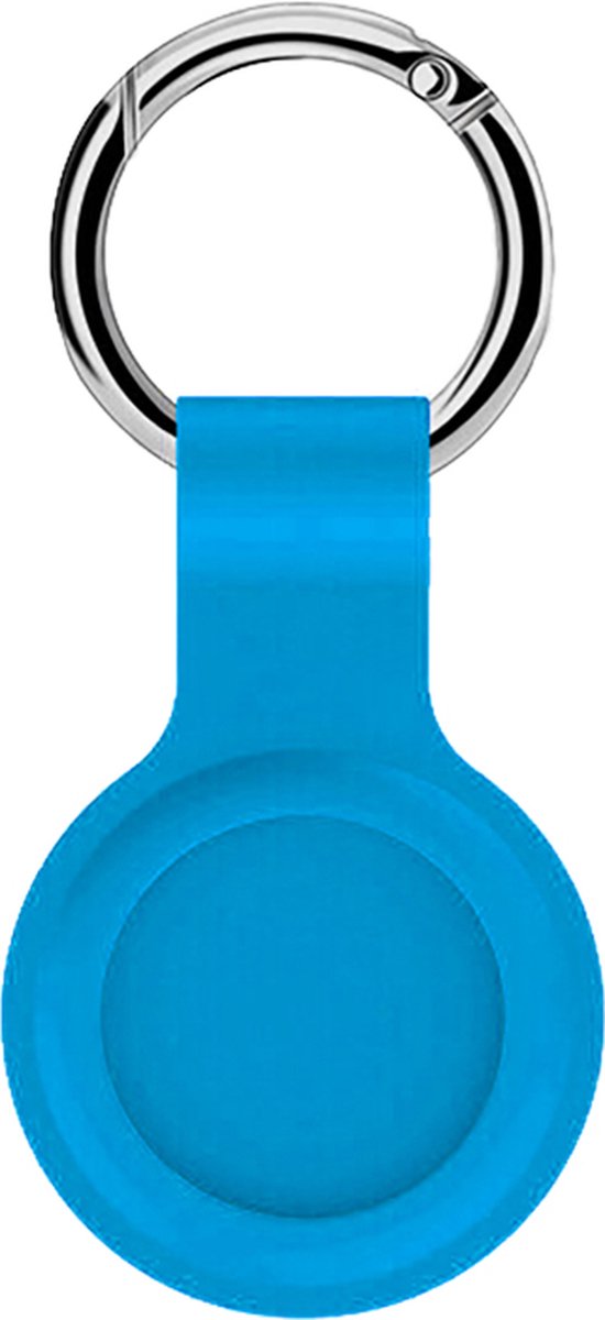 Geschikt voor Apple AirTag Sleutelhanger - Siliconen Back Cover AirTag Hoesje - AirTag Apple Case - 1 stuk - Licht Blauw