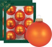 16x Boules en verre Wildfire Velvet orange 7 cm Décorations de sapin de Noël - givrées - Décorations de Noël de Noël / Décoration de Noël orange