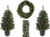 Mini sapin de Noël sapin de table Imperial arbre extérieur vert / blanc 4pcs