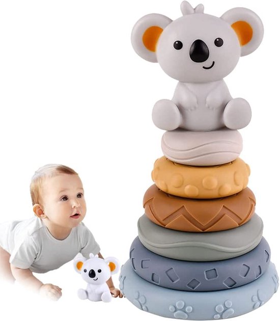 5-in-1 Montessori babyspeelgoed vanaf 6 maanden, stapeltoren, zachte blokken, sensorische