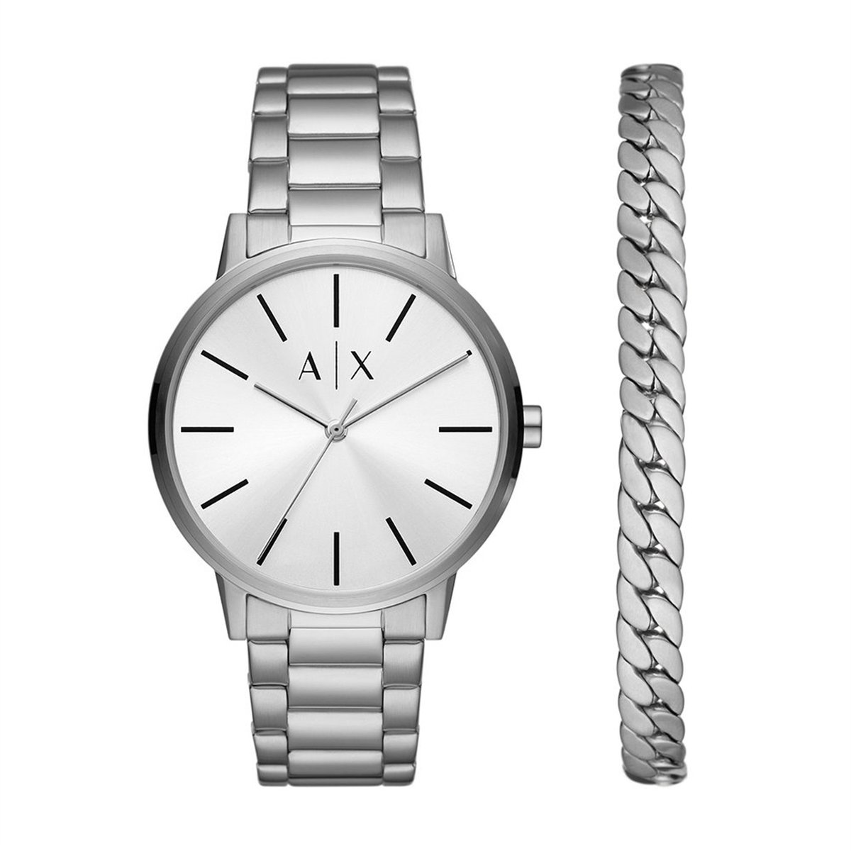 Armani Exchange AX7138SET Herenhorloge Geschenkset 42mm - Zilverkleurig