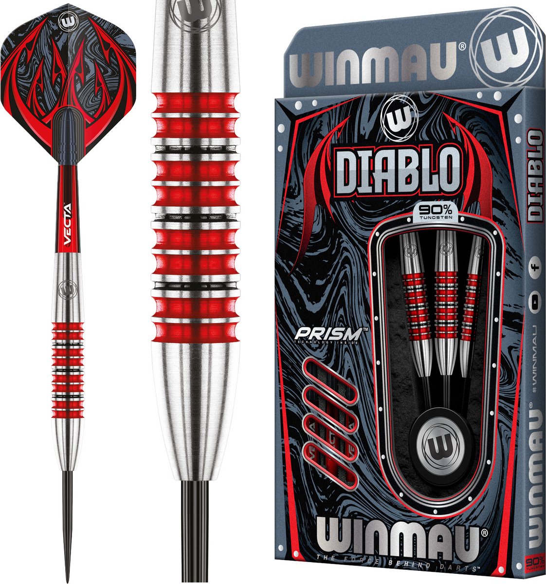 WINMAU - Diablo (Torpedo): Steeltip Tungsten Dartpijlen Professioneel - 26g - Winmau