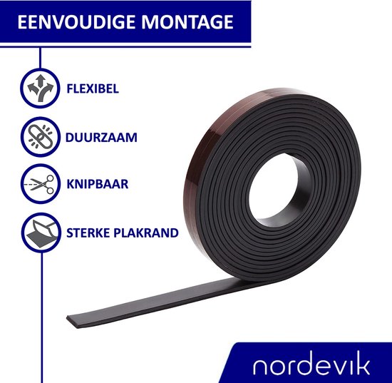 Nordevik® Magneettape - 10 meter - Magneetband met plakstrip - Zelfklevende magneetstrip - Geschikt voor radiatorfolie - Nordevik