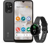 Doro 8100 4G Eenvoudige Senioren Smartphone + Smartwatch  (Zwart) - Cadeau Bundel