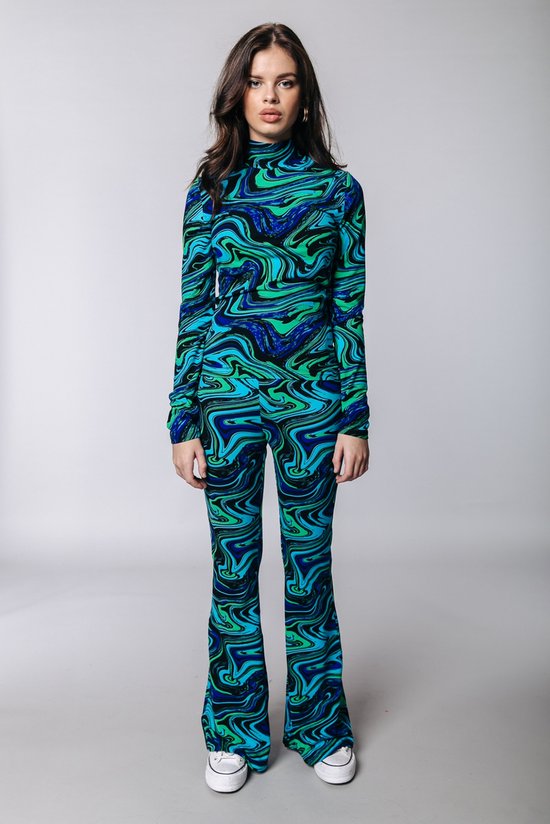 Colourful Rebel Swirl Multi Peached Extra Flare Pants S