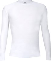 BADGER SPORT - Shirt Met  Lange Mouwen - Pro Compression - Diverse Sporten - Volwassenen - Polyester/Elastaan - Heren - Ronde Hals - Ondershirt - Zweet Afvoerend - Wit - X-Large