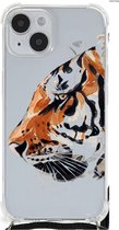 Anti Shock Bumper Case Geschikt voor iPhone 14 Plus Smartphone hoesje met doorzichtige rand Tiger